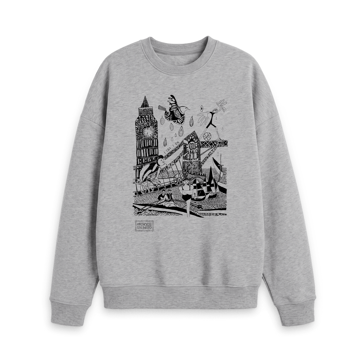 Athletic Grey Printed Sweater Front