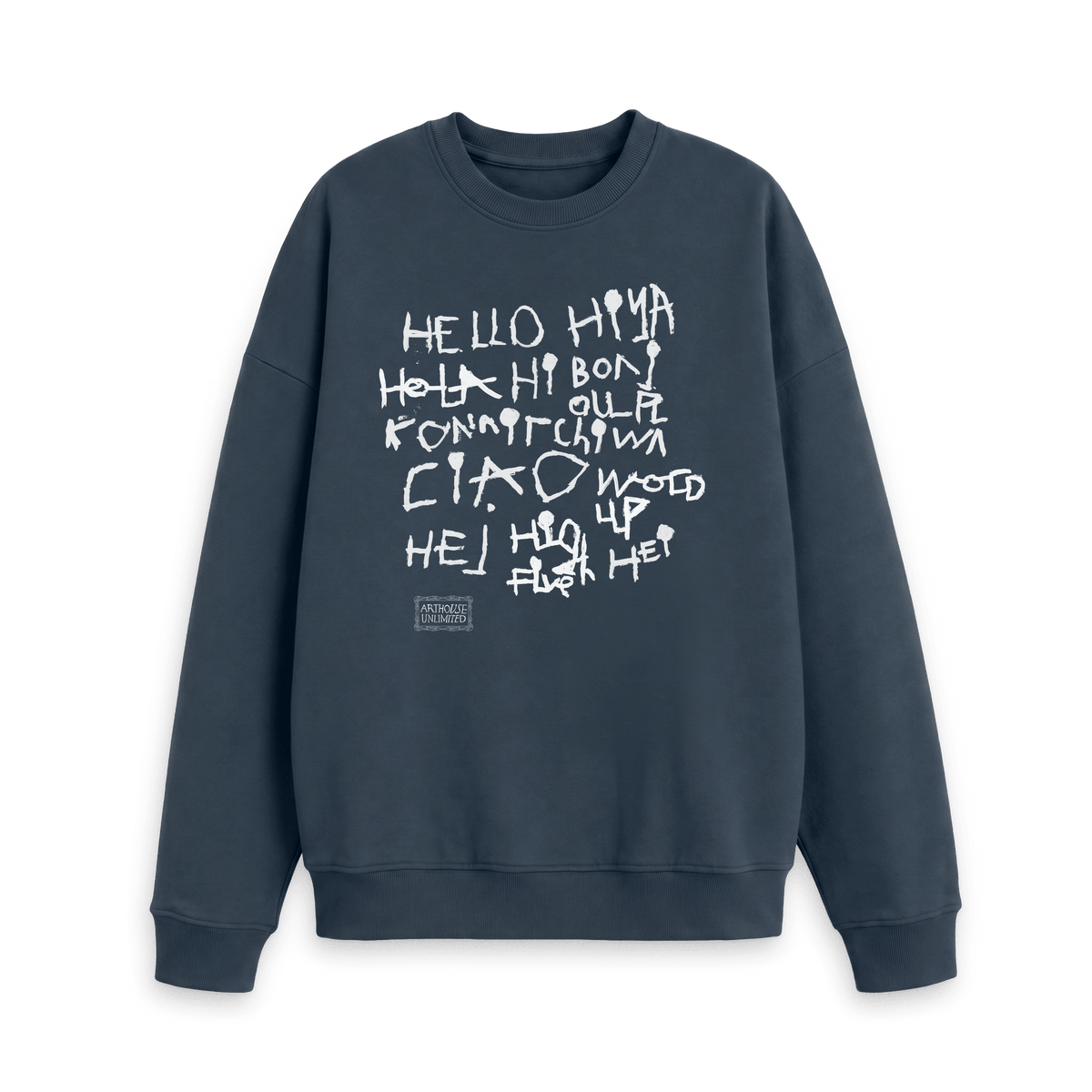 Navy Blue Printed Sweater Front