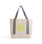 Natural/French Navy Heat Transfer Bag Front