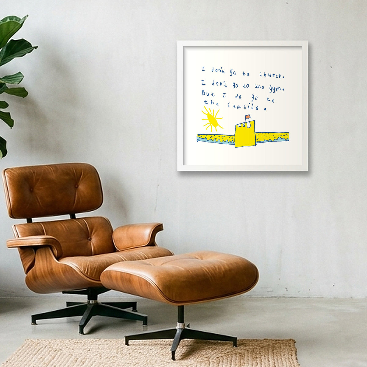 I don't go to church 50 x 50 — 40×40cm, 16×16" White Frame