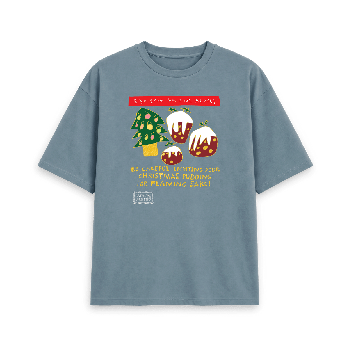 Stone Blue Printed T-shirt Front