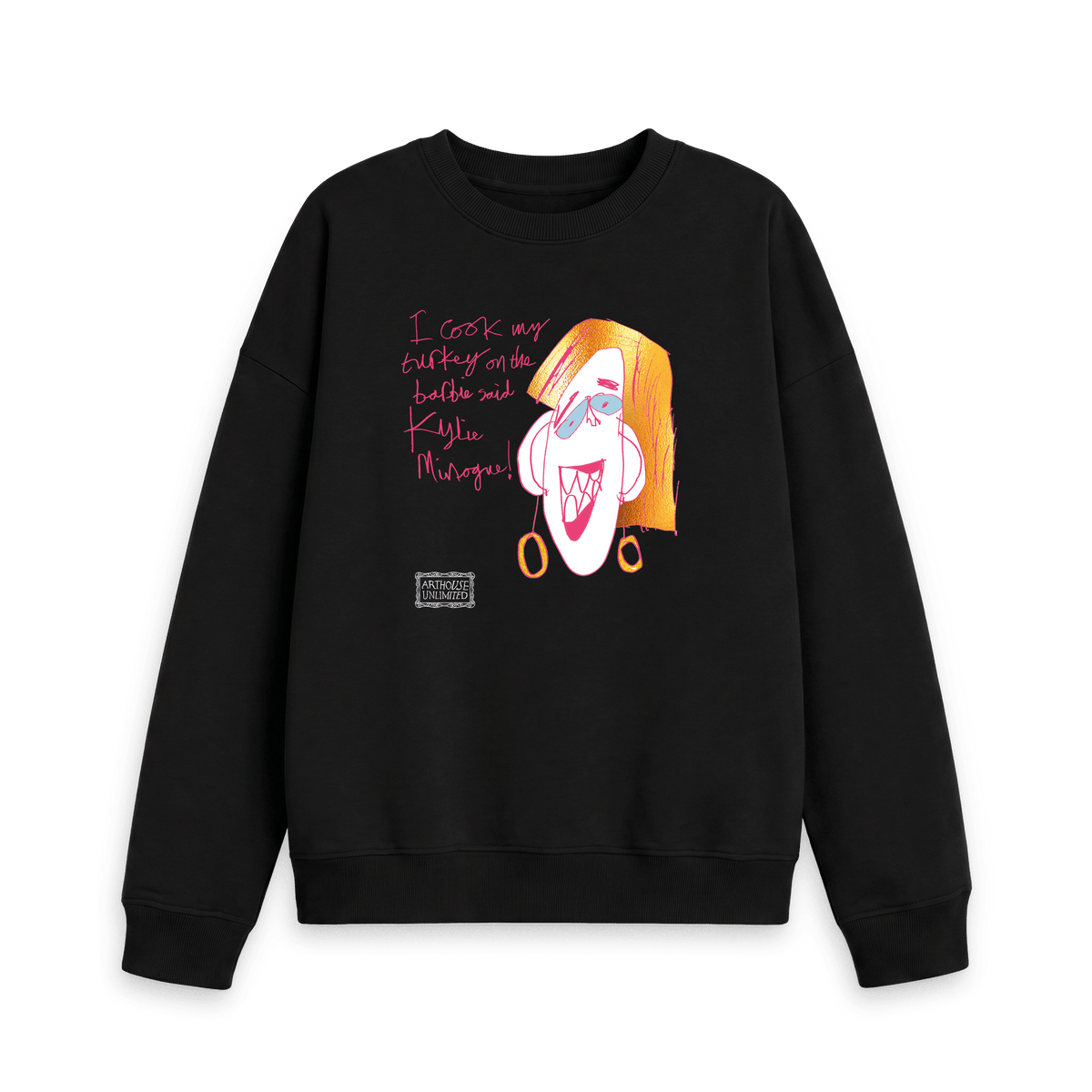 Black Printed Sweater Front