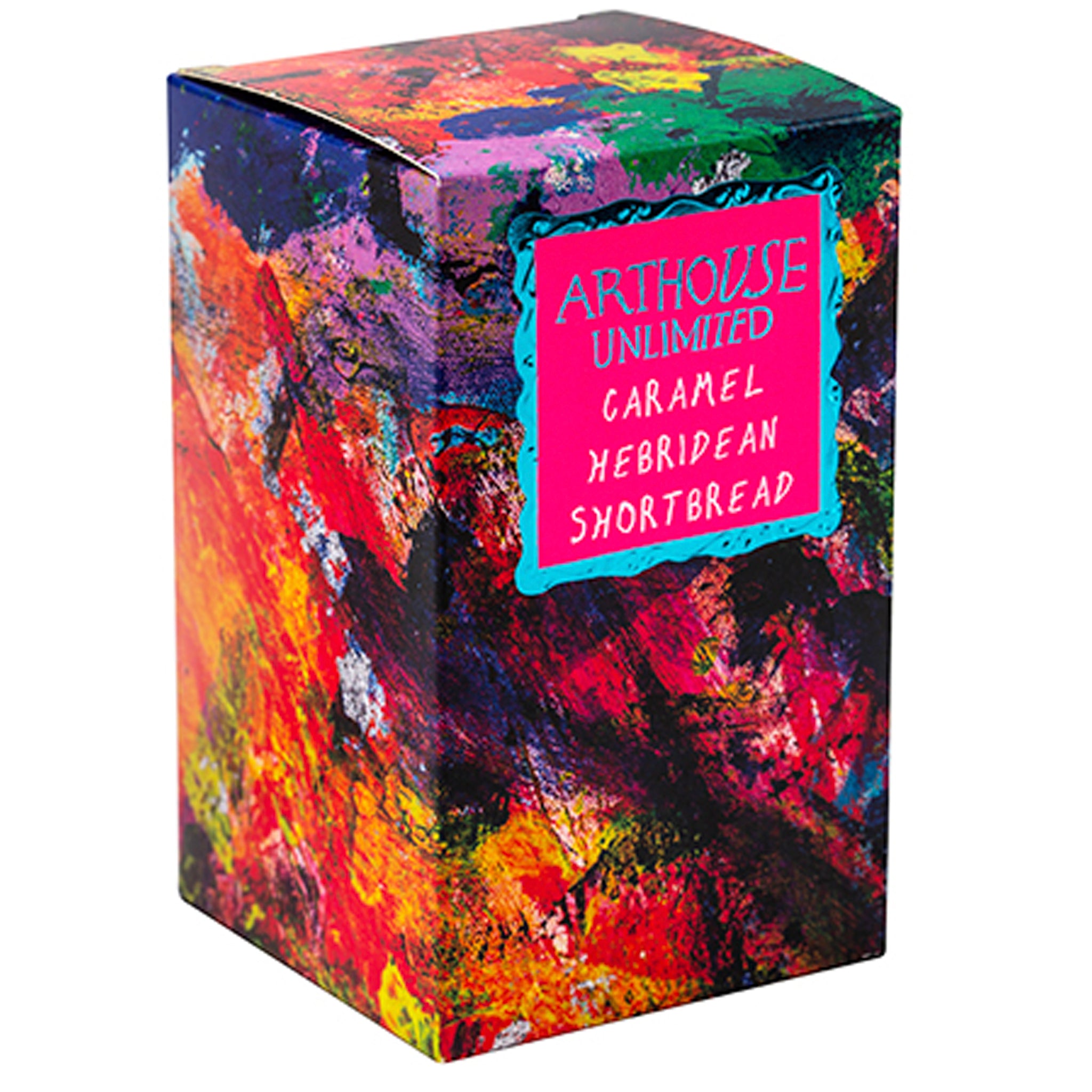 colourful box of Sunset in the Clouds, Caramel Hebridean Shortbread