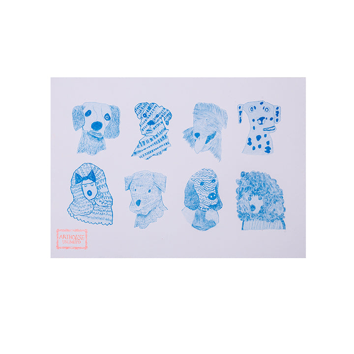 Printed poster of Blue Dogs, Riso Print