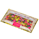 pink, orange, yellow and gold packet of Bee Free, Dark Chocolate Bar with Honeycomb