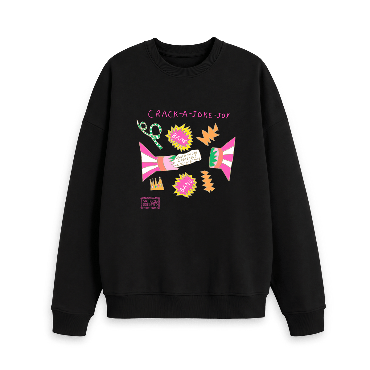 Black Printed Sweater Front