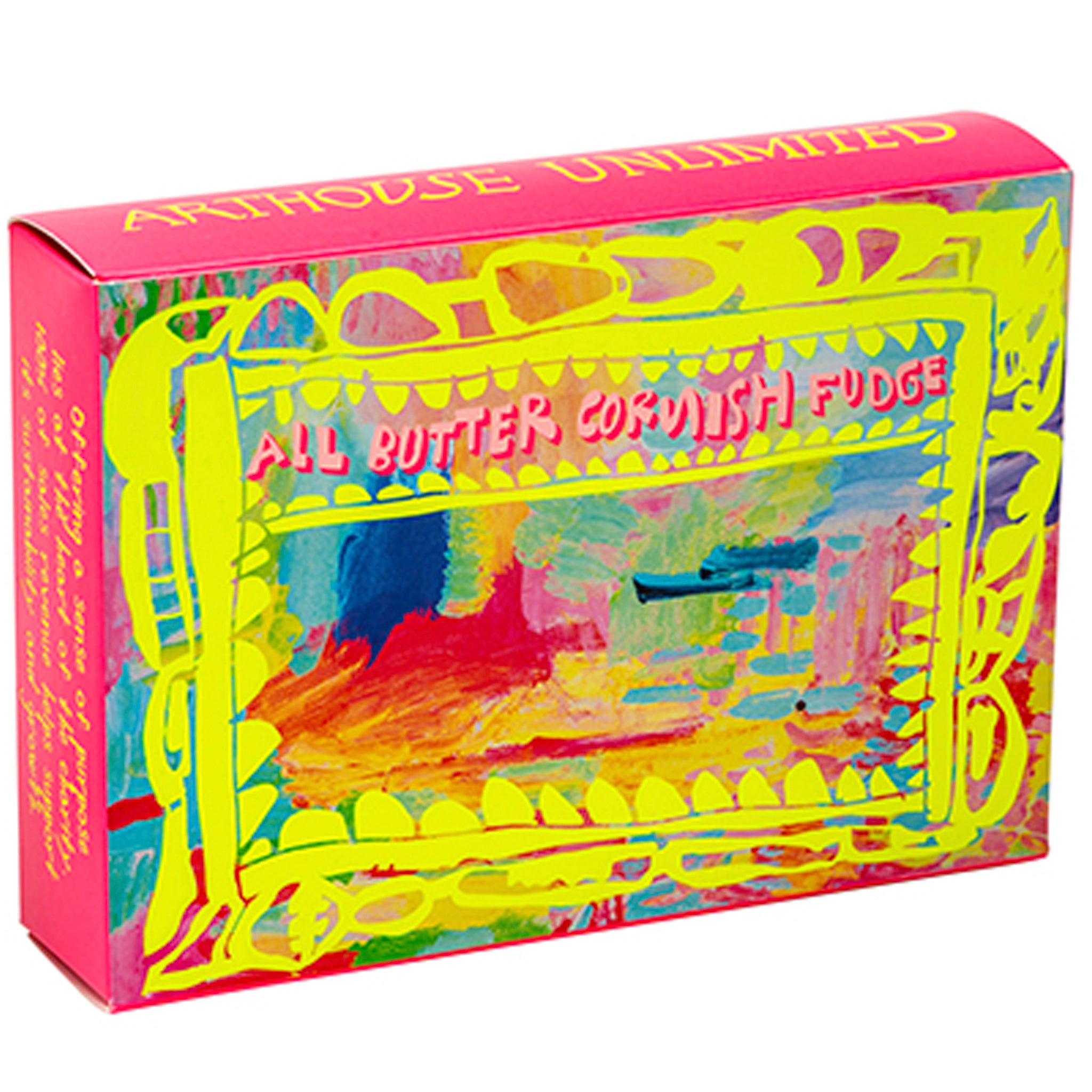 Bright coloured box of Colour Sugar All Butter Cornish Fudge