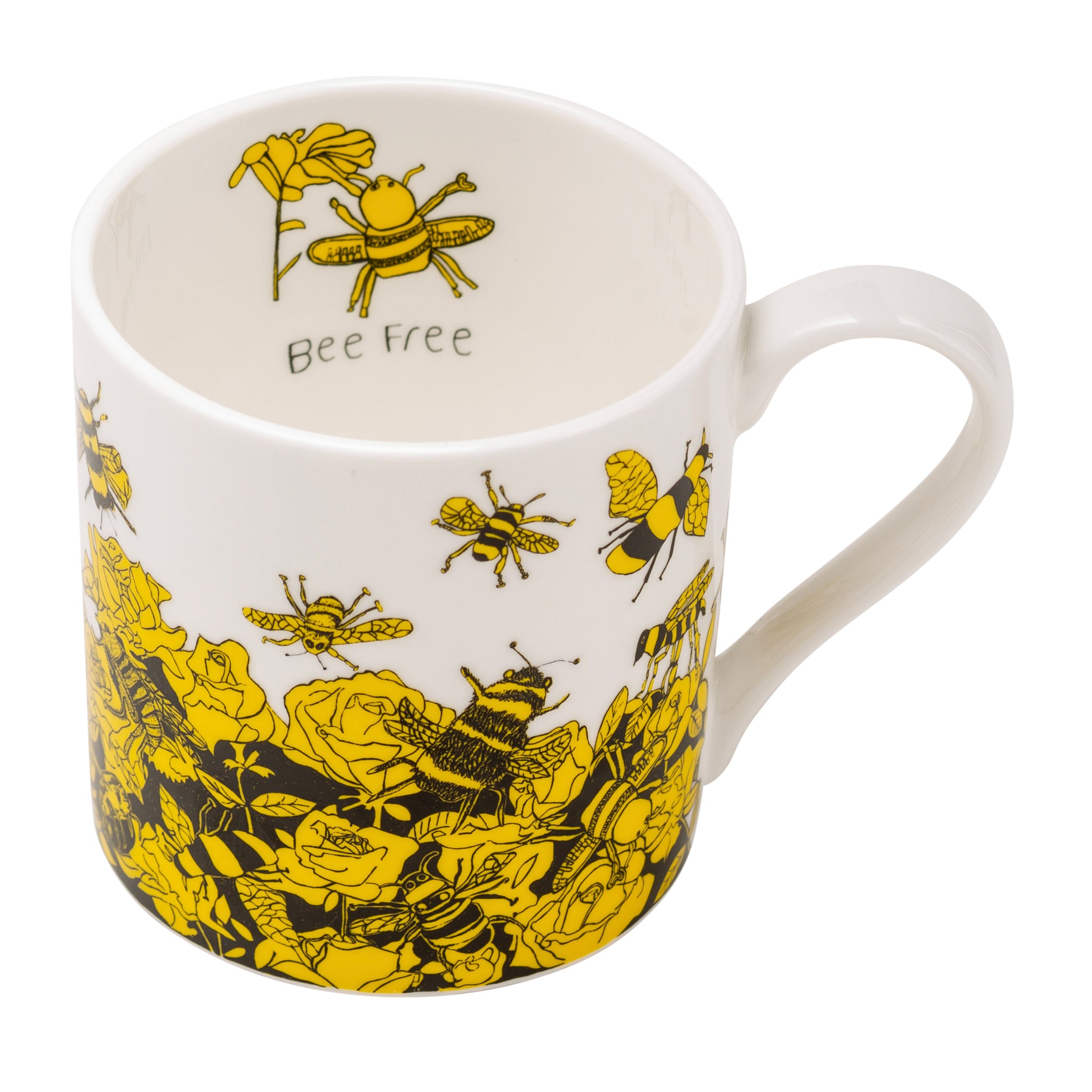 Yellow and black Bee Free, Fine Bone China Mug