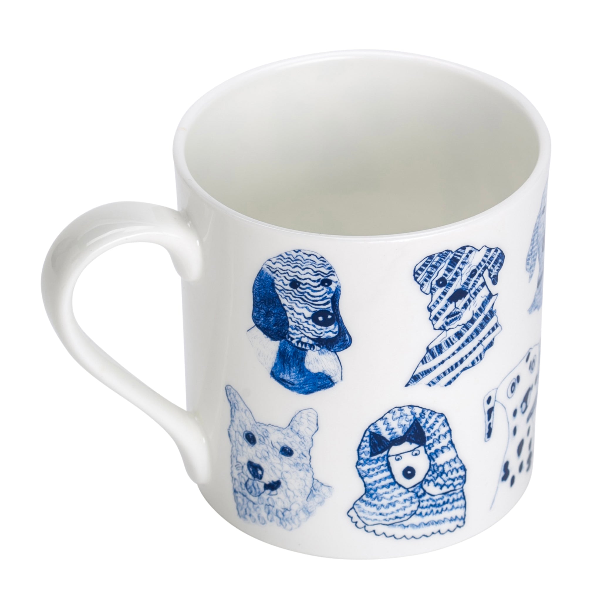 Blue Dogs, Fine Bone China Mug with dog drawings 