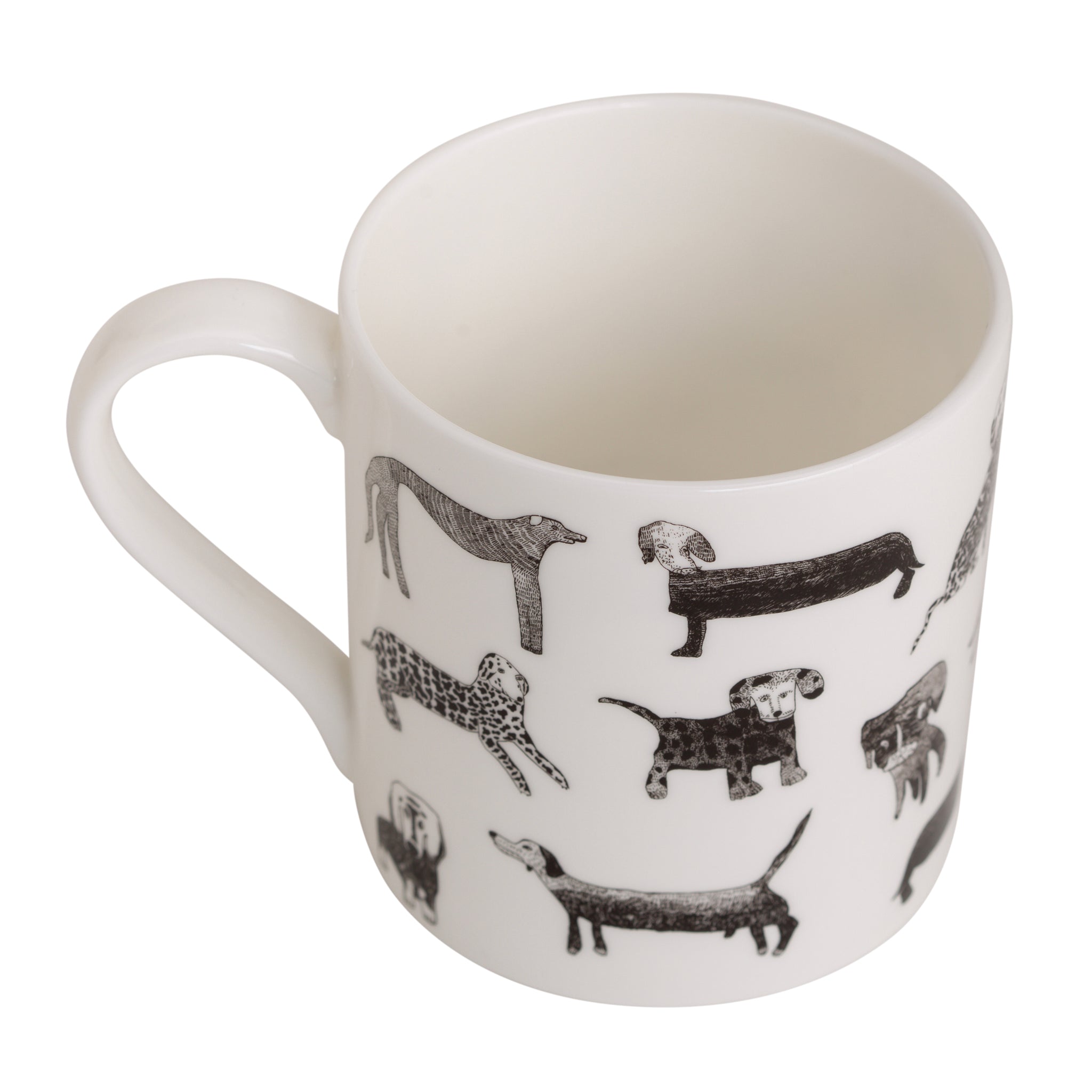 Dogalicious, Fine Bone China Mug with black dog drawings 