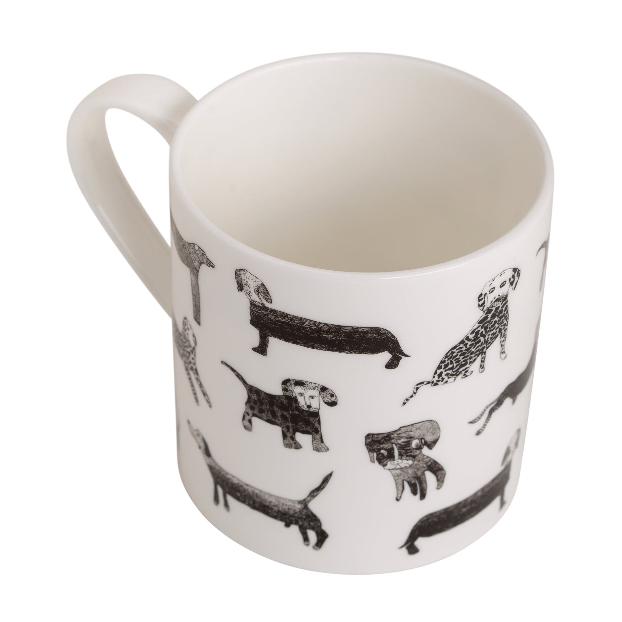 Dogalicious, Fine Bone China Mug with black dog drawings 