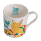 Pink, blue and yellow cats on Miaow For Now, Fine Bone China Mug