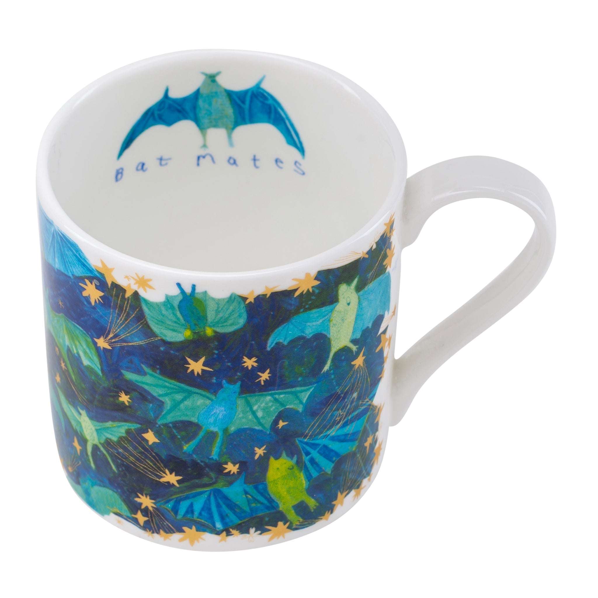 Blue and green Bat Mates, Fine Bone China Mug