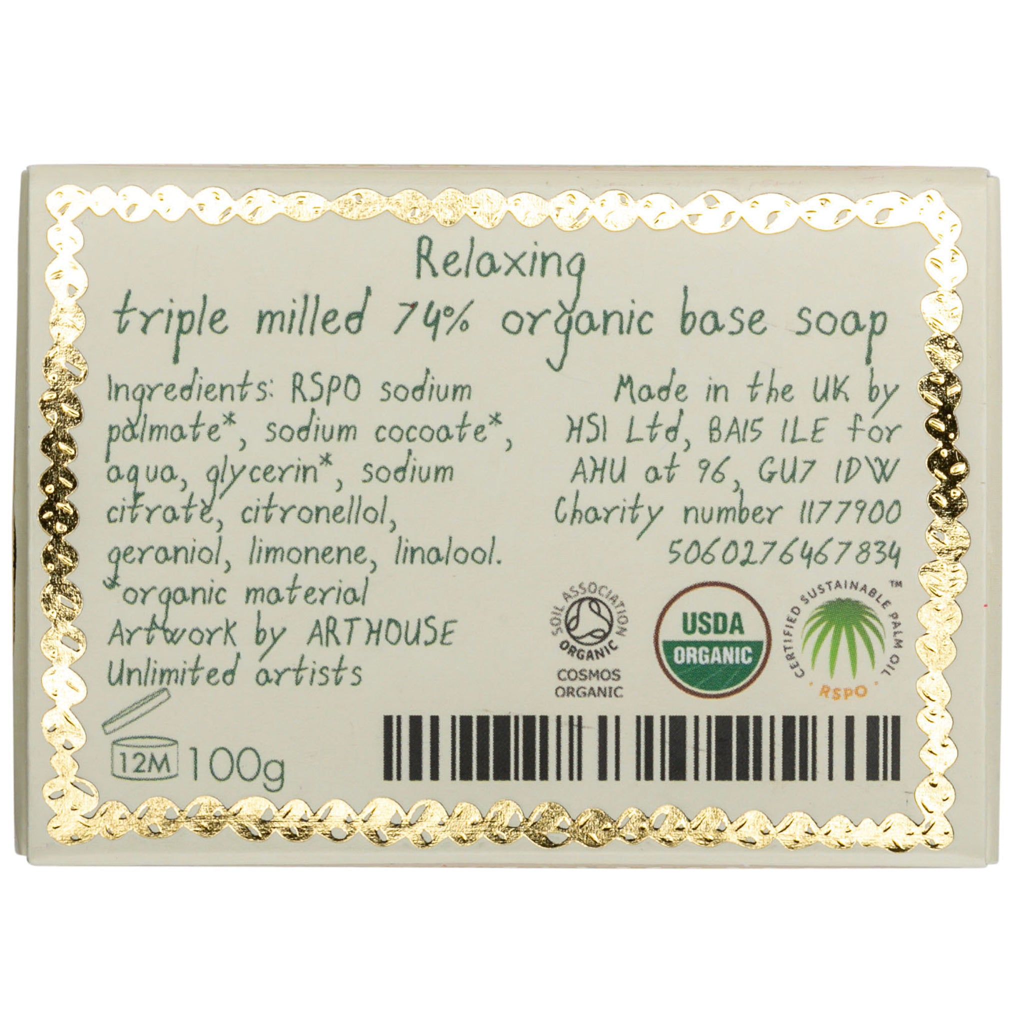 Turtles, Triple Milled Organic Soap Slab, back of box