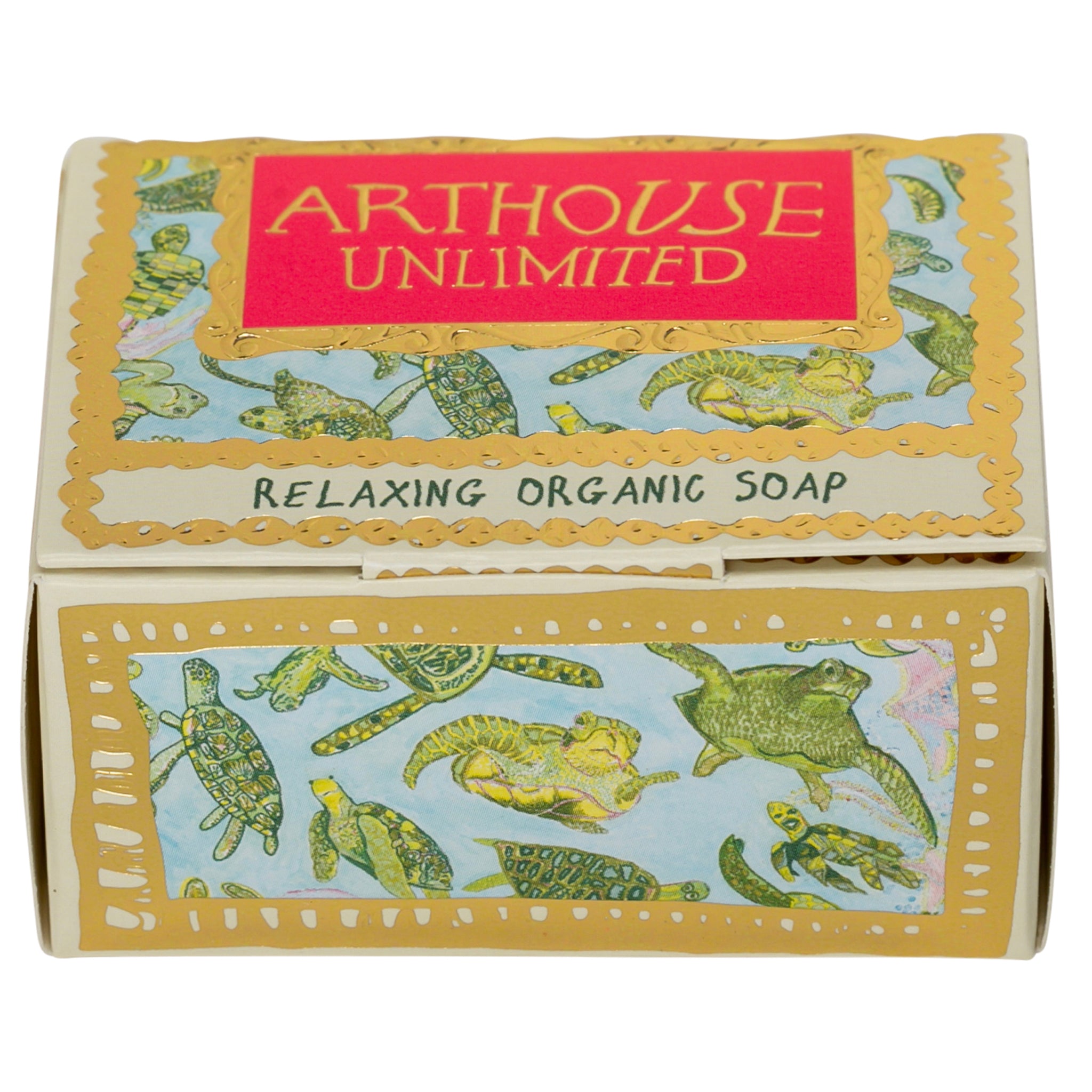 Turtles, Triple Milled Organic Soap  in light blue and gold box