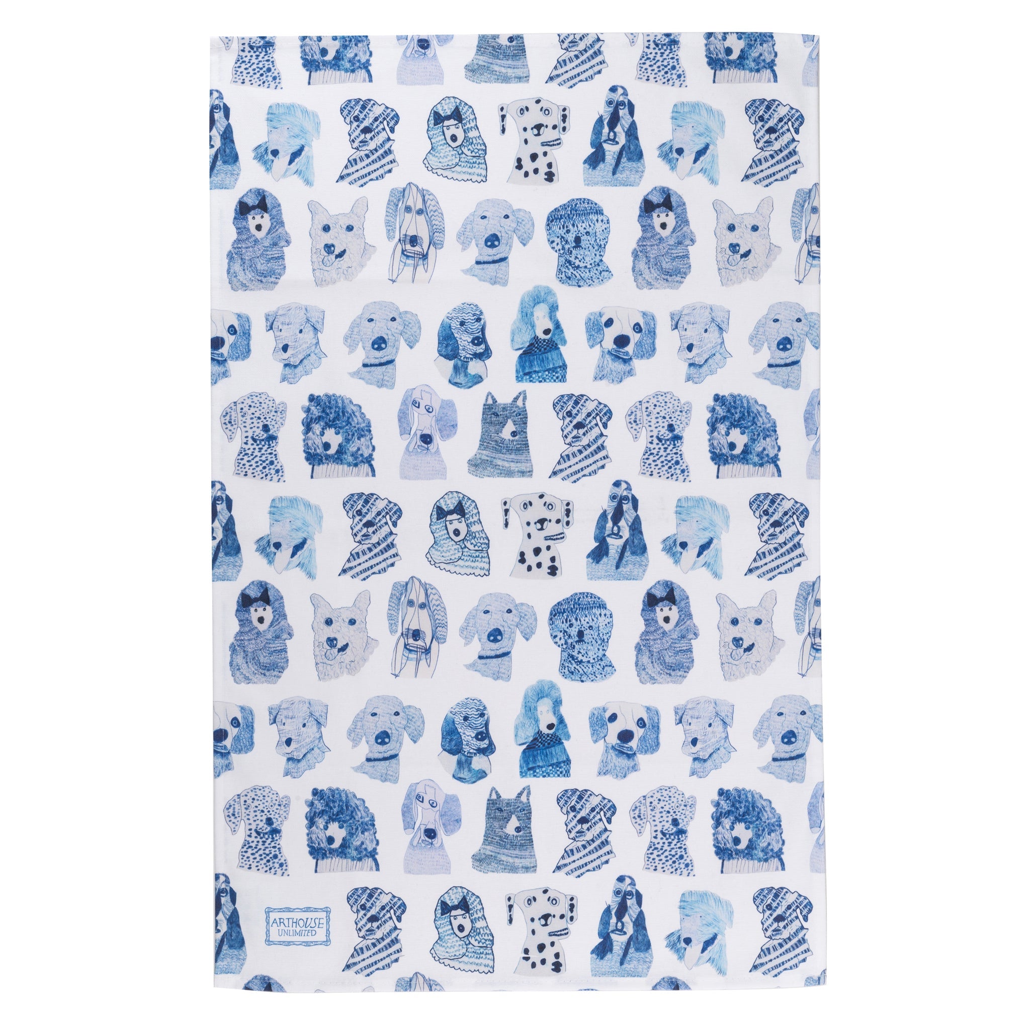  with blue Blue Dogs, 100% Organic Tea Towel