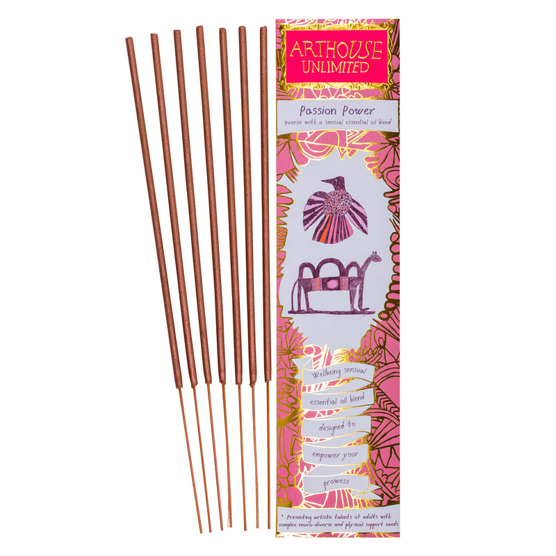 Packet and sticks of Passion Power, Well Being Incense Sticks, Sensual Blend