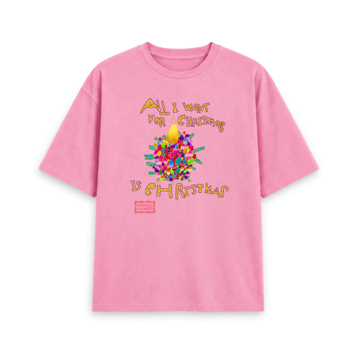 Rose Pink Printed T-shirt Front