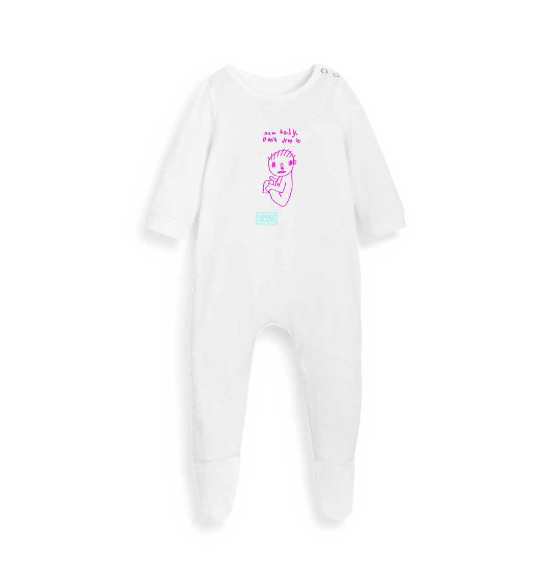 White Printed baby grow