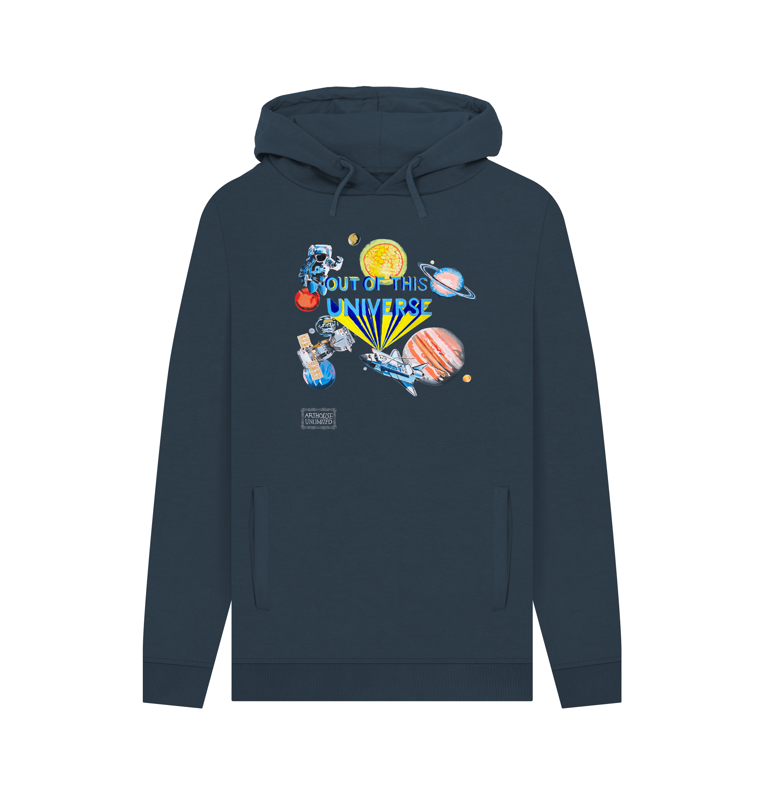 Navy Printed Hoody Front