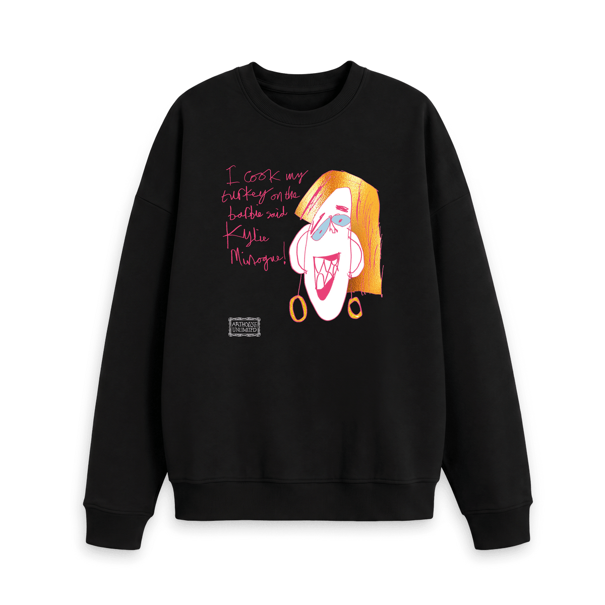 Black Printed Sweater Front