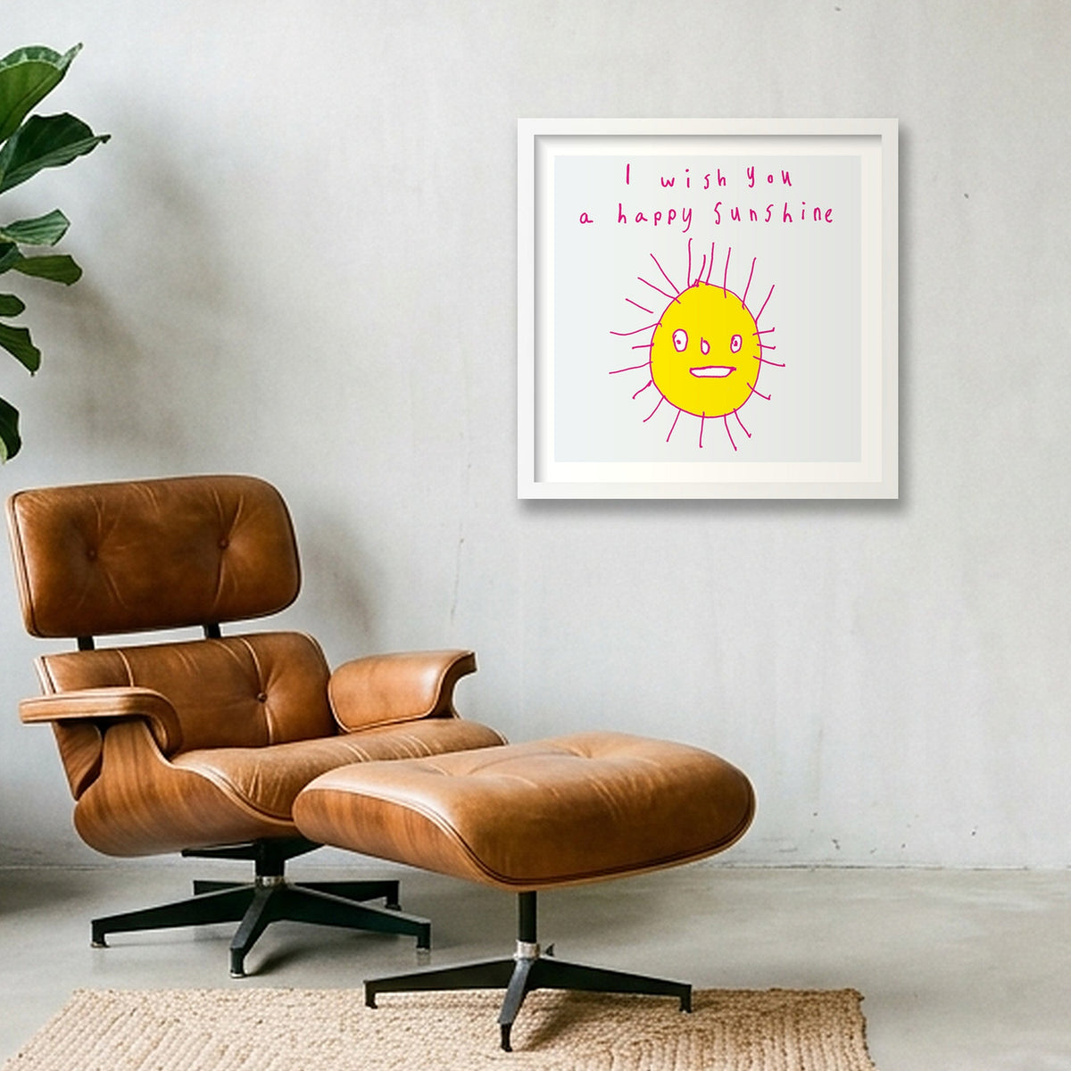 I wish you a happy sunshine 50 x 50 — 40×40cm, 16×16" White Frame