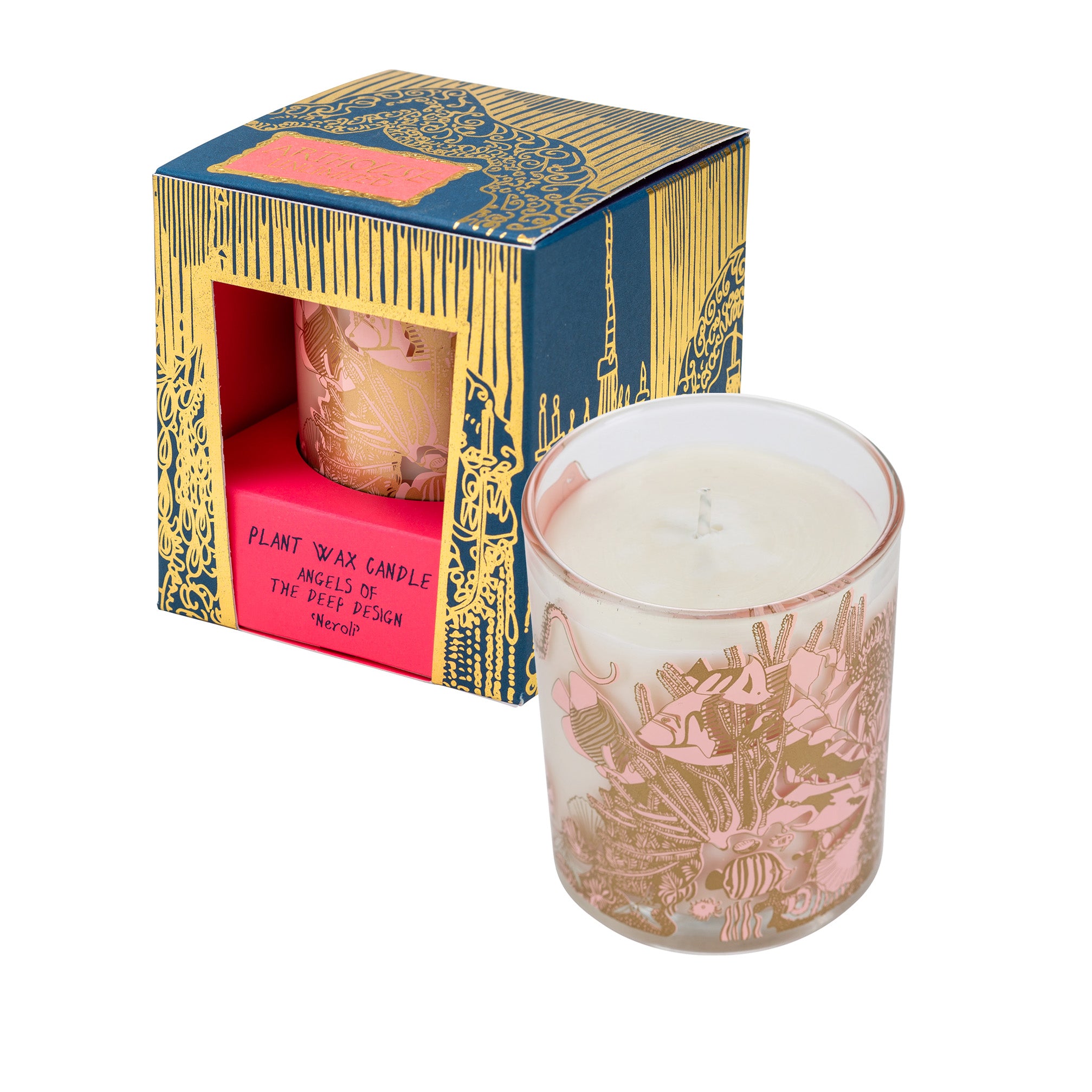 Angels of the Deep, Neroli Scented Plant Wax Candle, candle next to box