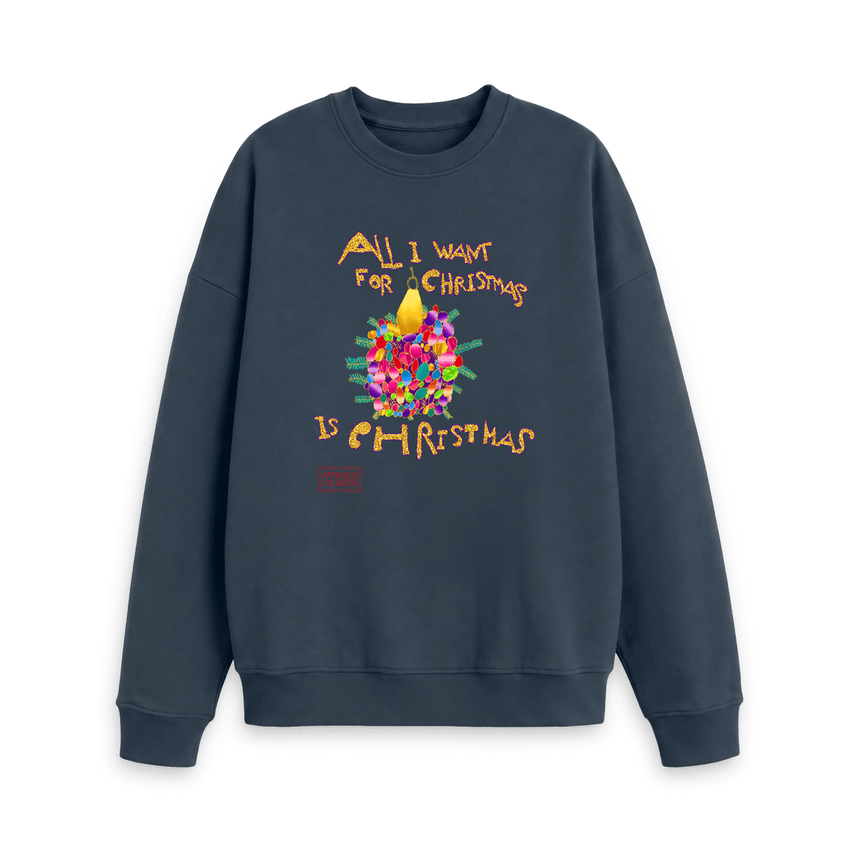 Navy Blue Printed Sweater Front
