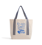 Natural/French Navy Heat Transfer Bag Front